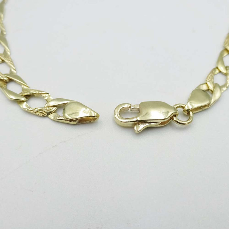 9ct Yellow Gold Patterned Curb Chain ID Bracelet 7.5"