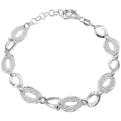 Real Effect Sterling Silver Fancy Detailed Ladies Bracelet 7.5inch 4.8g 8.47mm - Richard Miles Jewellers