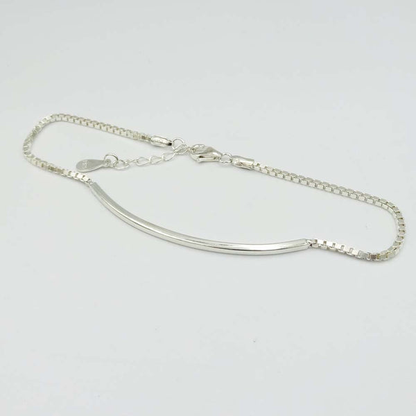 Sterling Silver Curved Bar Bracelet 9"