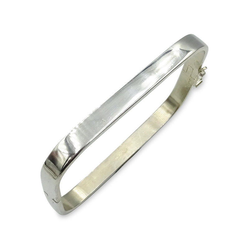 Sterling Silver Rectangle Hinged Bangle