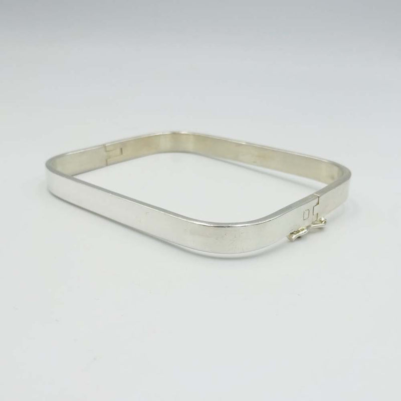 Sterling Silver Rectangle Hinged Bangle