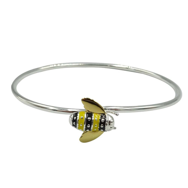 Sterling Silver Enamel Bee Bangle