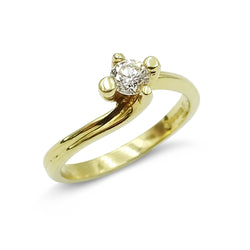18ct Yellow Gold Diamond Solitaire Ring Size M 0.24ct