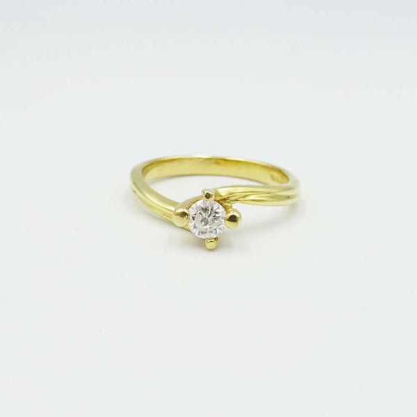 18ct Yellow Gold Diamond Solitaire Ring Size M 0.24ct