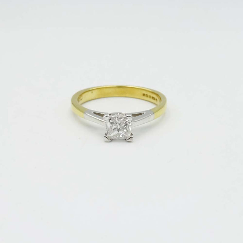 18ct Yellow Gold Square Cut Diamond Ring Size M 1/2 0.50ct
