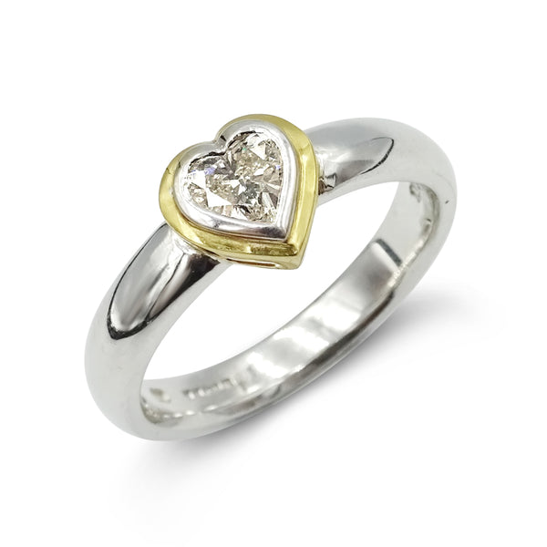 18ct White Gold Diamond Heart Ring Size N 1/2 0.30ct