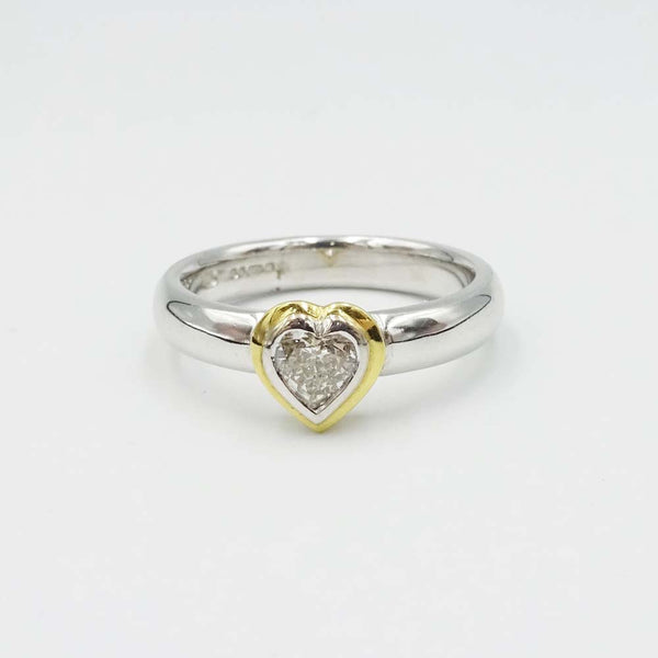 18ct White Gold Diamond Heart Ring Size N 1/2 0.30ct