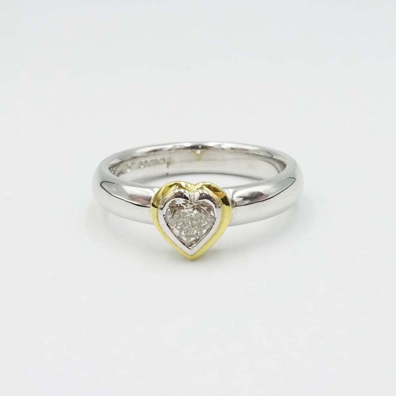 18ct White Gold Diamond Heart Ring Size N 1/2 0.30ct