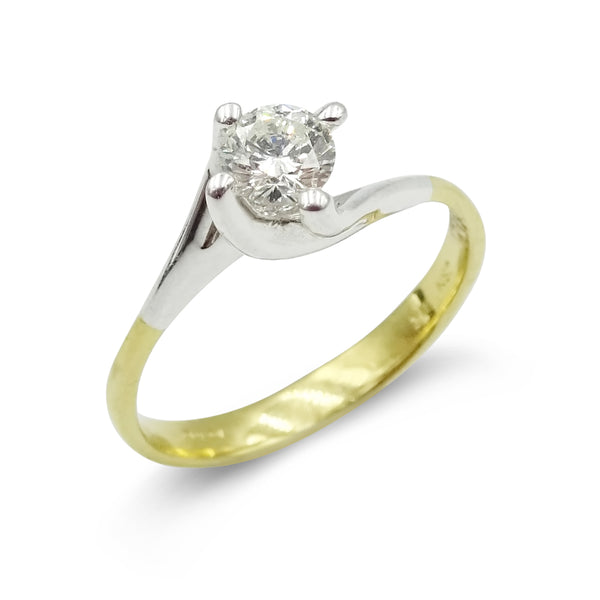 18ct Yellow Gold Diamond Solitaire Ring Size M 0.33ct