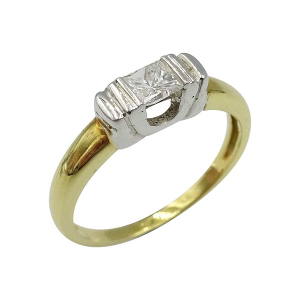 18ct Yellow Gold Square Cut Diamond Ring Size L