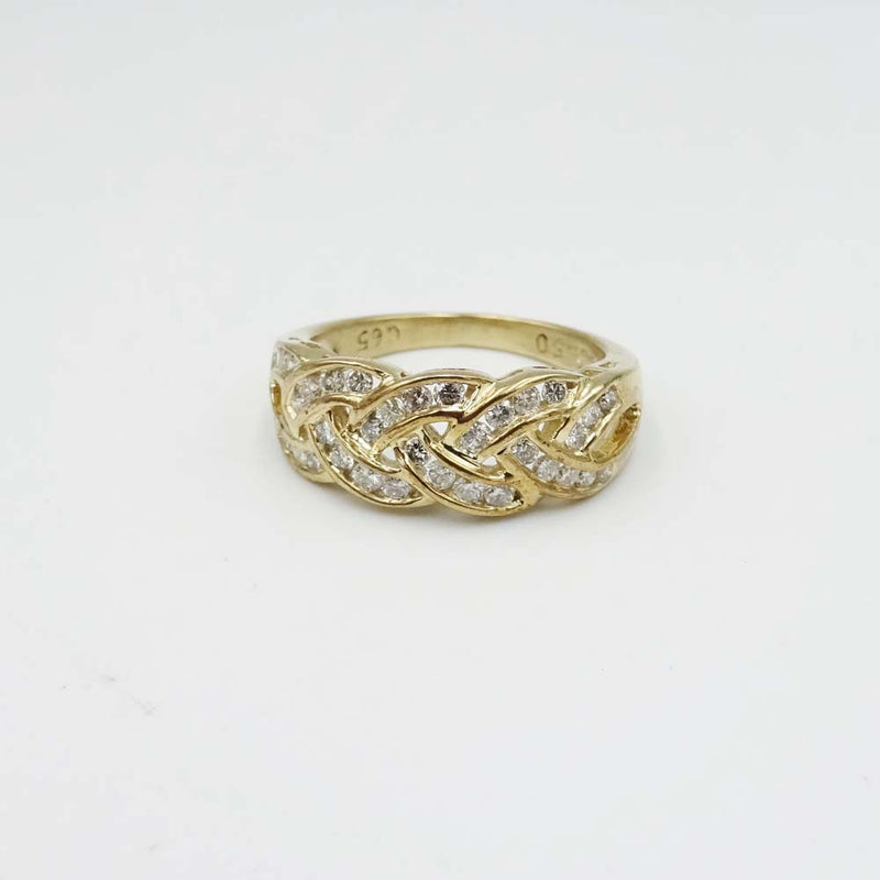 9ct Yellow Gold Diamond Cluster Patterned Ring Size K 1/2 0.50ct