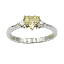 18ct White Gold Yellow Fancy Colour Heart Shaped Diamond Engagement Ring - Richard Miles Jewellers