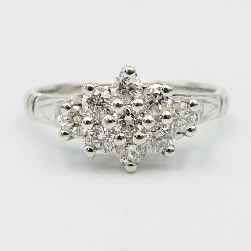 9ct White Gold Diamond Cluster Engagement Ring 0.50ct Size L - Richard Miles Jewellers