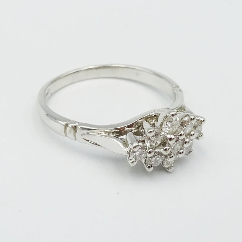 9ct White Gold Diamond Cluster Engagement Ring 0.50ct Size L - Richard Miles Jewellers