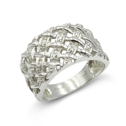 9ct White Gold Diamond Lattice Ring Size N