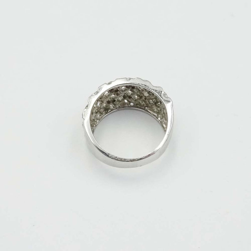 9ct White Gold Diamond Lattice Ring Size N