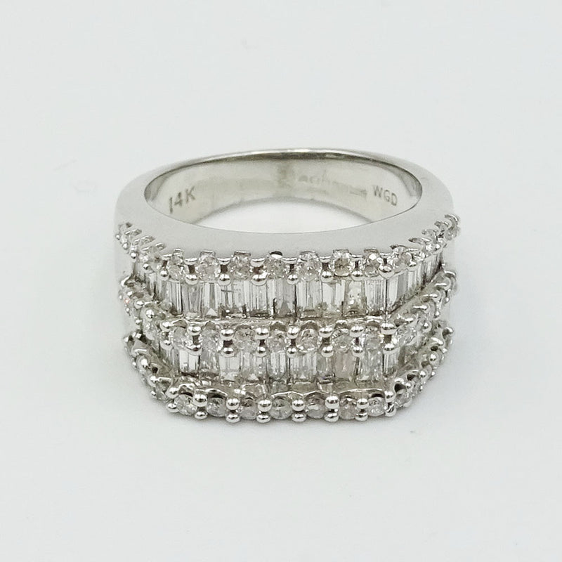 14ct White Gold Diamond Baguette Cluster Ring Size M 1.52ct - Richard Miles Jewellers