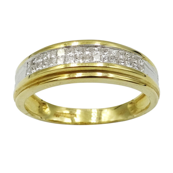 14ct Two Colour Gold Mens Diamond Ring Size U 0.38ct - Richard Miles Jewellers