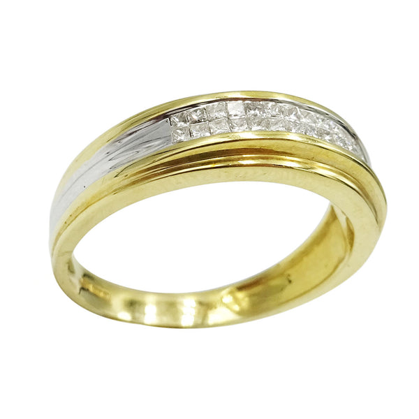 14ct Two Colour Gold Mens Diamond Ring Size U 0.38ct - Richard Miles Jewellers