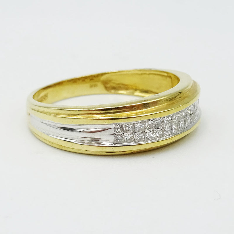 14ct Two Colour Gold Mens Diamond Ring Size U 0.38ct - Richard Miles Jewellers