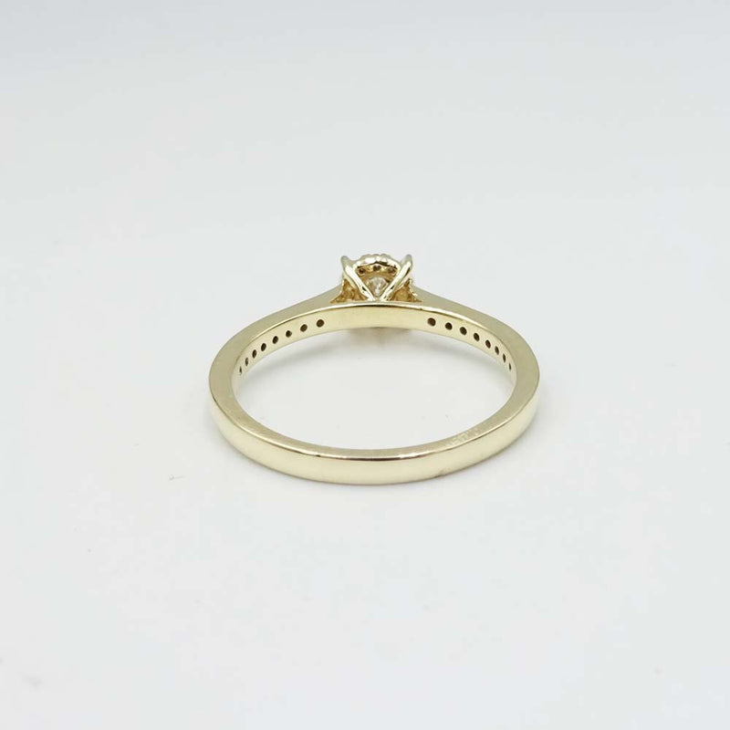 9ct Yellow Gold Diamond Ring Size P 0.27ct