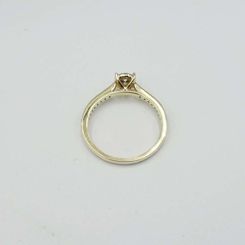 9ct Yellow Gold Diamond Ring Size P 0.27ct