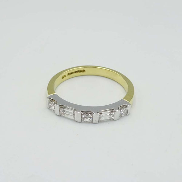 18ct Gold Princess Baguette Cut Diamond Ring 0.70ct Size O