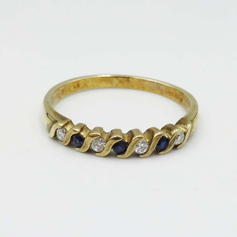 9ct Yellow Gold Sapphire and Diamond Ring Size O