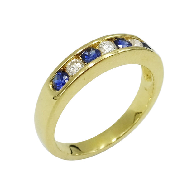 18ct Yellow Gold Sapphire & Diamond Half Eternity Ring Size J - Richard Miles Jewellers
