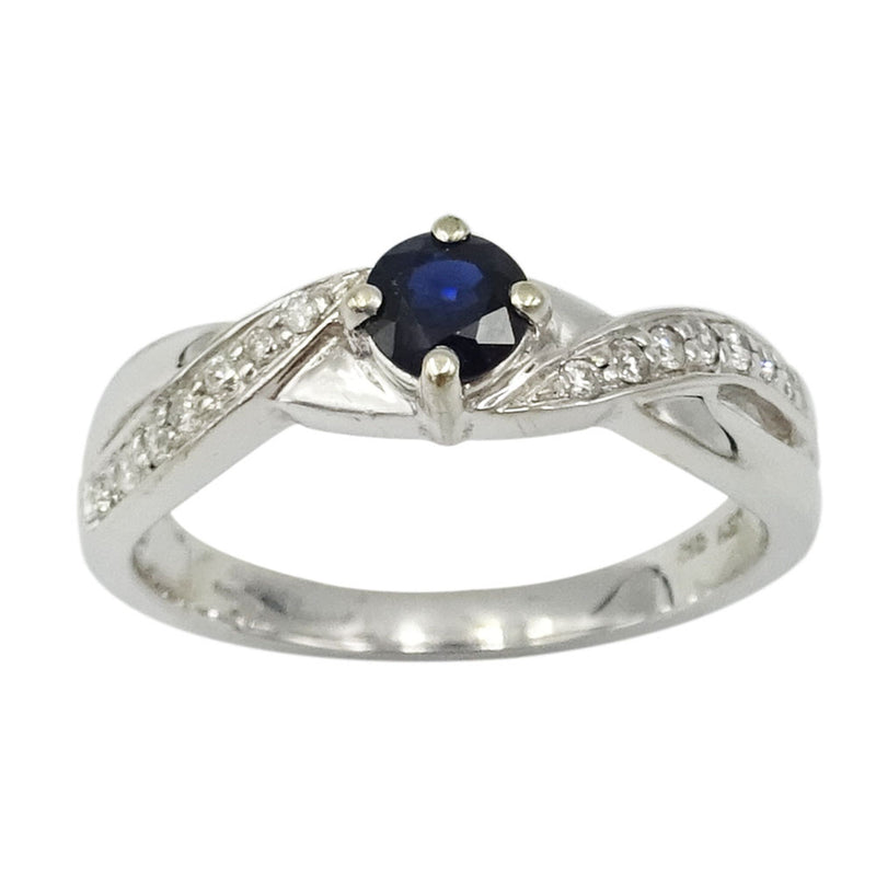 9ct White Gold Sapphire & Diamond Twisted Ring Size M - Richard Miles Jewellers