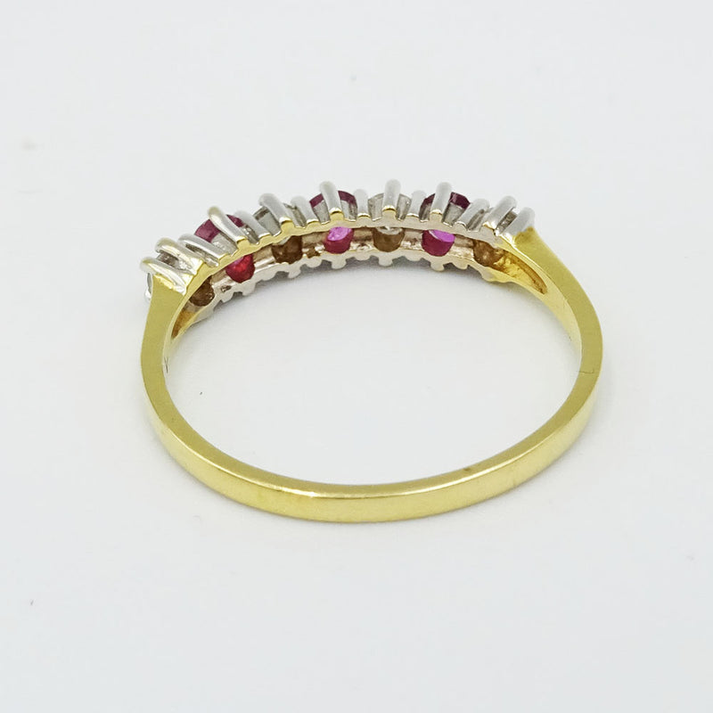 18ct Yellow Gold Ladies Ruby & Diamond Half Eternity Ring Size O - Richard Miles Jewellers