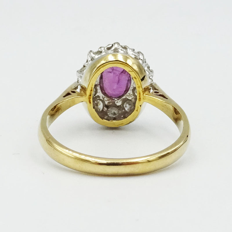 9ct Gold Ladies Diamond & Ruby Cluster Ring Size L - Richard Miles Jewellers