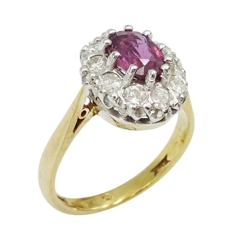 9ct Gold Ladies Diamond & Ruby Cluster Ring Size L - Richard Miles Jewellers