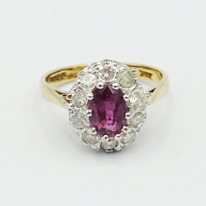 9ct Gold Ladies Diamond & Ruby Cluster Ring Size L - Richard Miles Jewellers