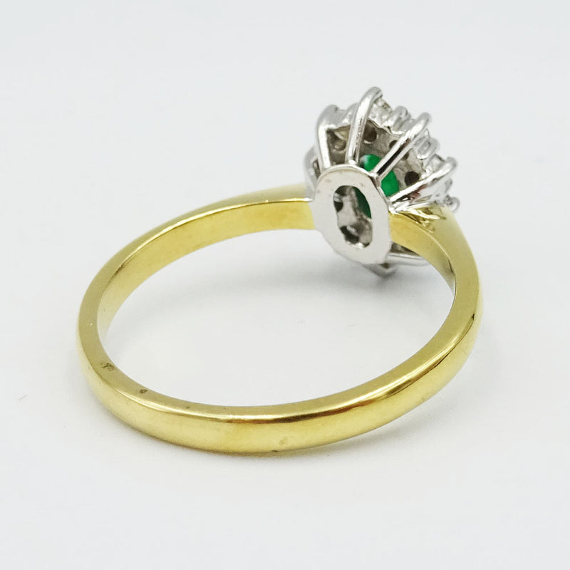 18ct Gold Green Emerald & Diamond Cluster Ring 1.00ct - Richard Miles Jewellers