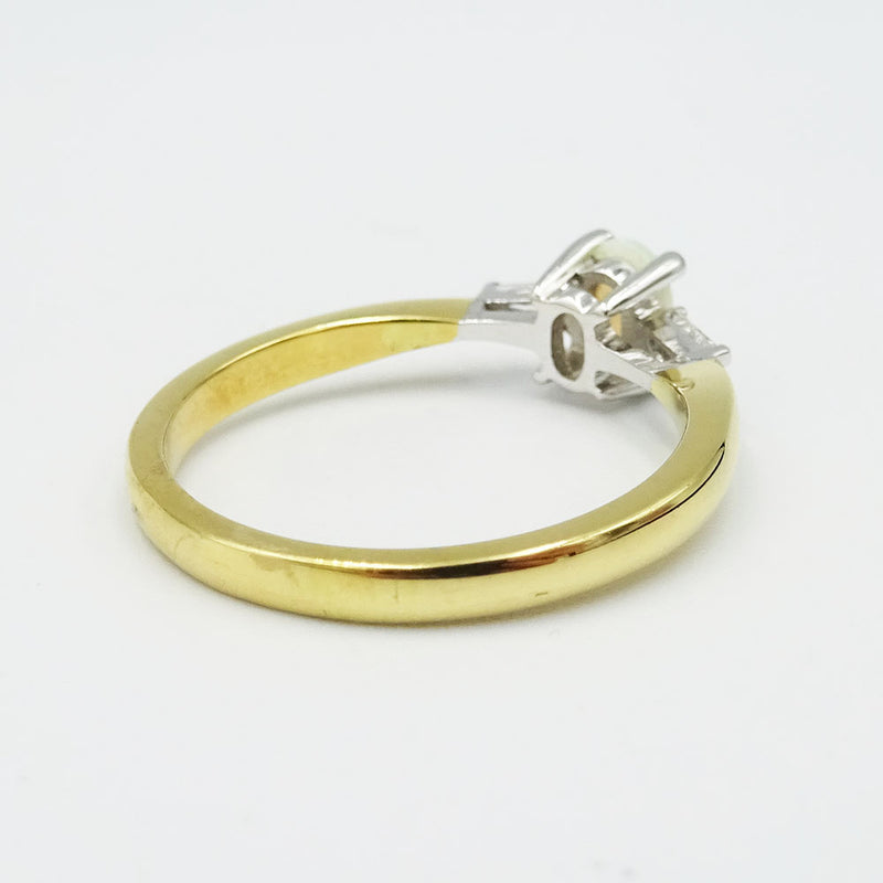 18ct Yellow Gold Diamond & White Opal Ring Size P  0.28ct - Richard Miles Jewellers