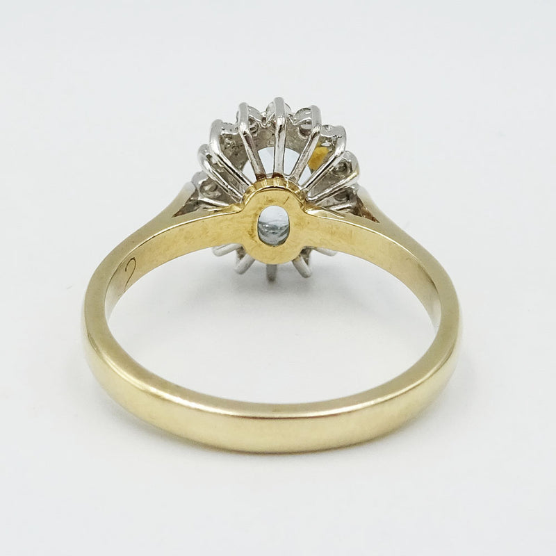 9ct Gold Aquamarine & Diamond Cluster Ring 1.5ct - Richard Miles Jewellers