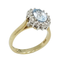 9ct Gold Aquamarine & Diamond Cluster Ring 1.5ct - Richard Miles Jewellers