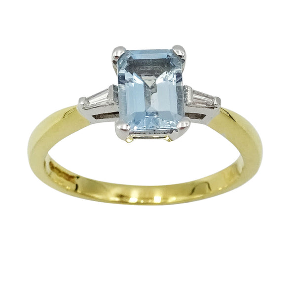 18ct Yellow Gold Aquamarine & Diamond Ladies Ring - Richard Miles Jewellers