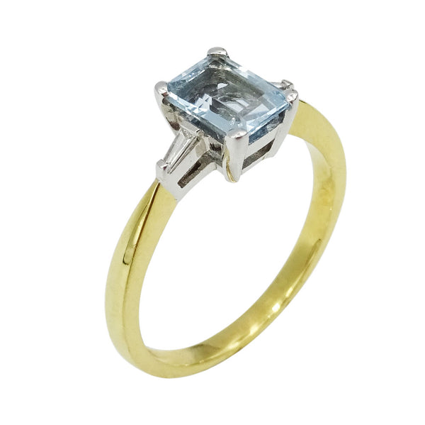 18ct Yellow Gold Aquamarine & Diamond Ladies Ring - Richard Miles Jewellers