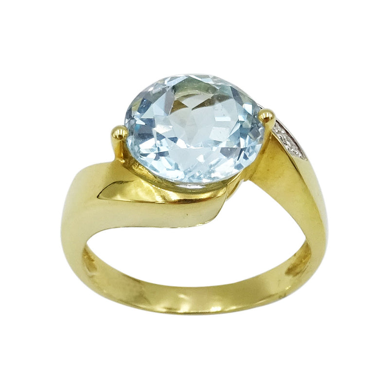 18ct Gold Large Ladies Blue Topaz & Diamond Cocktail Ring - Richard Miles Jewellers