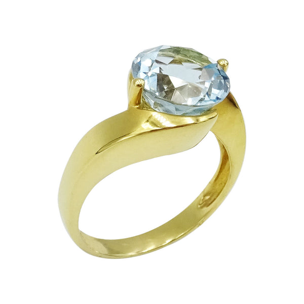 18ct Gold Large Ladies Blue Topaz & Diamond Cocktail Ring - Richard Miles Jewellers