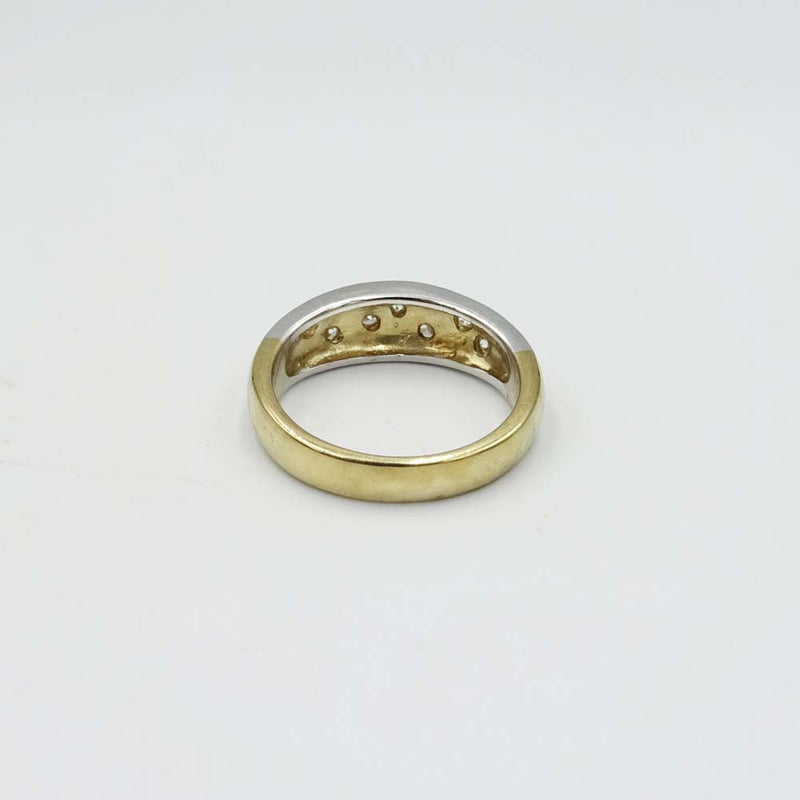 9ct Yellow Gold 2 Colour Cubic Zirconia Ring Size O 1/2