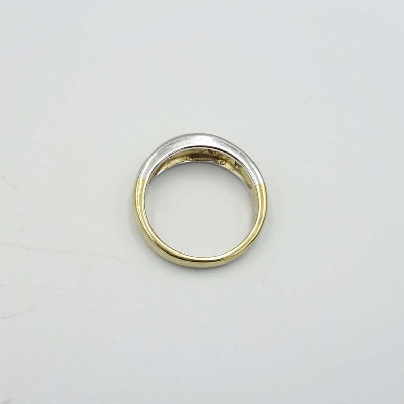 9ct Yellow Gold 2 Colour Cubic Zirconia Ring Size O 1/2