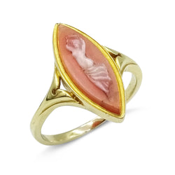 9ct Yellow Gold Marquise Cameo Ring Size O