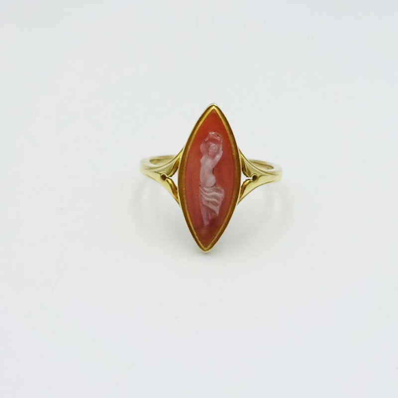 9ct Yellow Gold Marquise Cameo Ring Size O