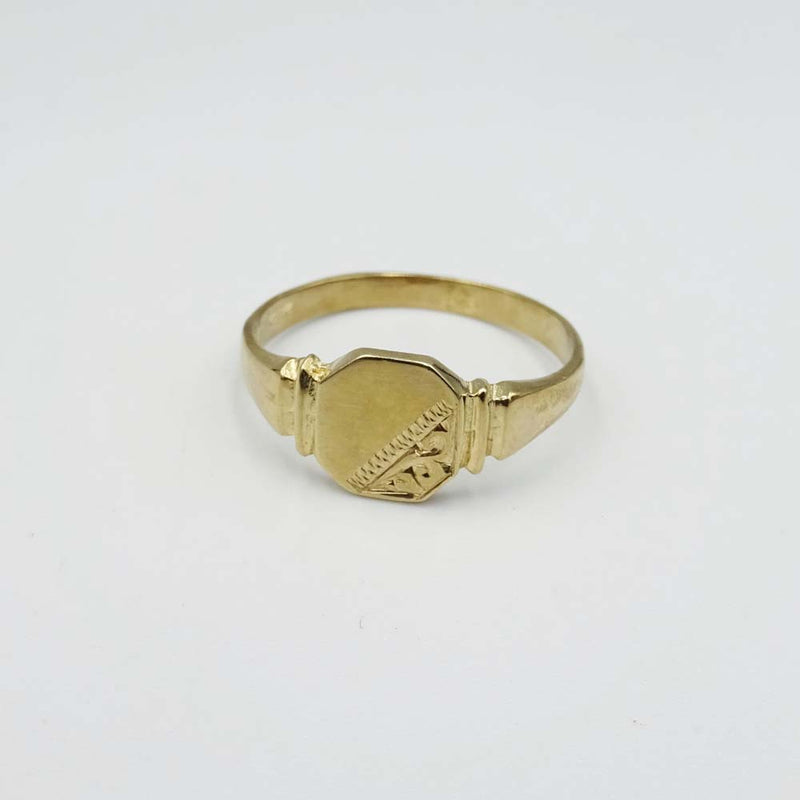 9ct Yellow Gold Octagon Accent Ring Size Q