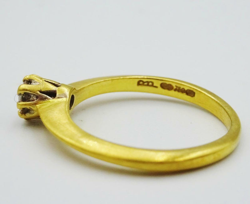 18ct Yellow Gold Single 0.20ct SI1 H Diamond Stone Engagement Ring 2.4g I 1/2 - Richard Miles Jewellers