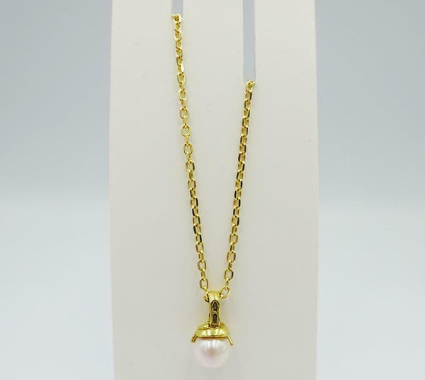 18ct Yellow Gold Cultured Pearl 7mm Ladies Belcher Necklace 5.3g 16inch - Richard Miles Jewellers