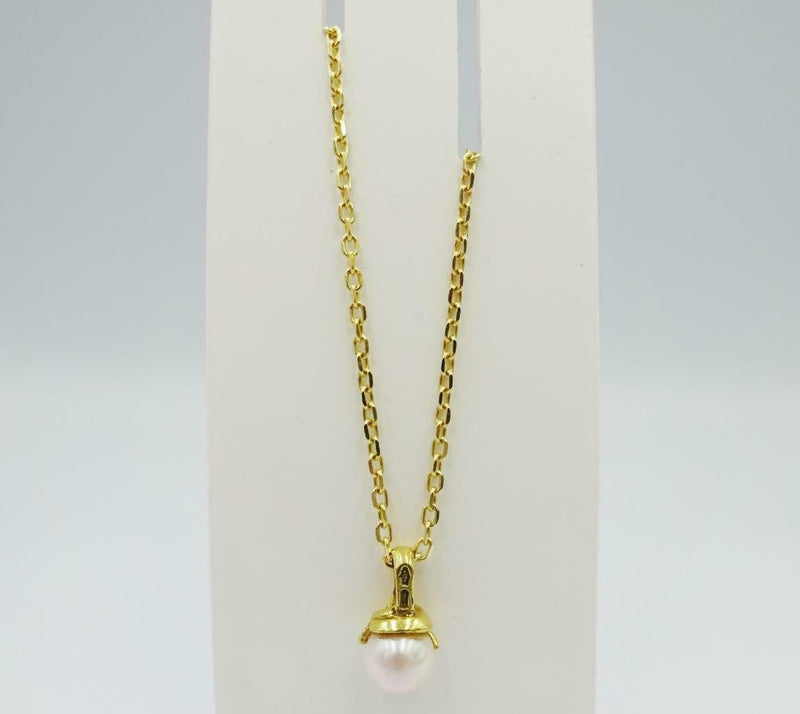 18ct Yellow Gold Cultured Pearl 7mm Ladies Belcher Necklace 5.3g 16inch - Richard Miles Jewellers
